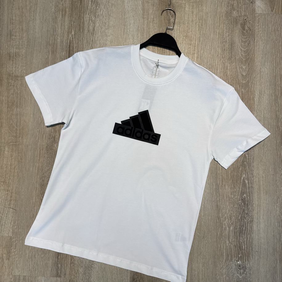 Beyaz siyah ADDS baskı tshirt